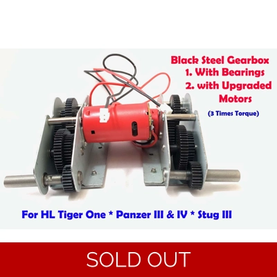 steel gearbox with Bearings & Upgraded Motor for HL Tiger One Panzer III IV